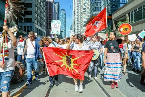 'Fridays for Future' climate change protest in Toronto, Canada. Stock Photos