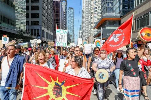 'Fridays for Future' climate change protest in Toronto, Canada. Stock Photos
