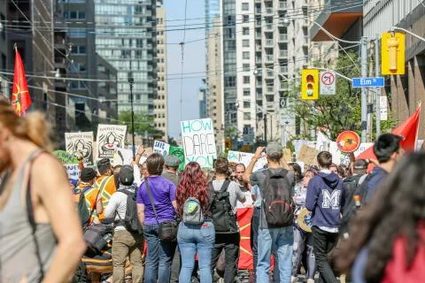 'Fridays for Future' climate change protest in Toronto, Canada. Stock Photos