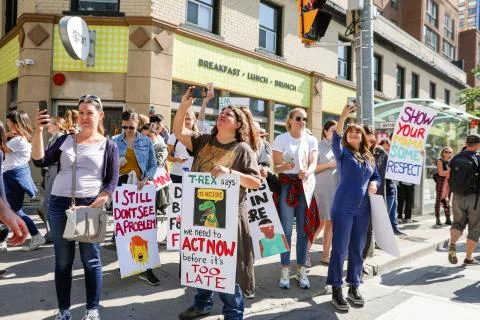 'Fridays for Future' climate change protest in Toronto, Canada. Stock Photos