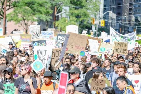 'Fridays for Future' climate change protest in Toronto, Canada. Stock Photos