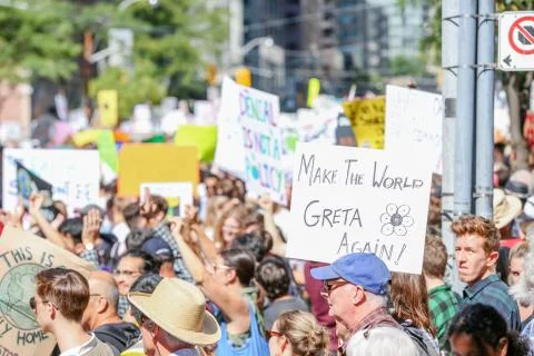 'Fridays for Future' climate change protest in Toronto, Canada. Stock Photos