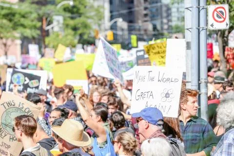 'Fridays for Future' climate change protest in Toronto, Canada. Stock Photos