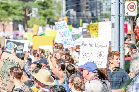'Fridays for Future' climate change protest in Toronto, Canada. Stock Photos