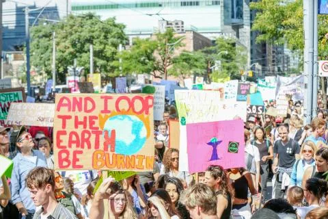 'Fridays for Future' climate change protest in Toronto, Canada. Stock Photos