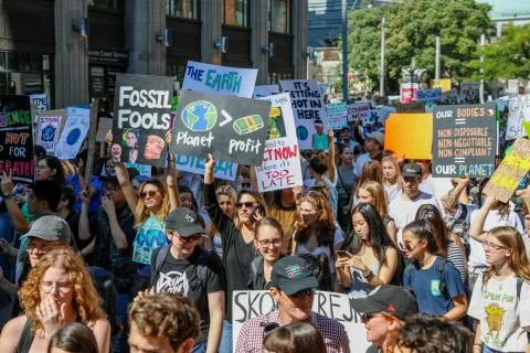 'Fridays for Future' climate change protest in Toronto, Canada. Stock Photos