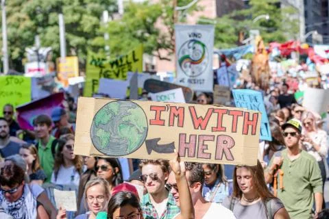 'Fridays for Future' climate change protest in Toronto, Canada. Foto stock