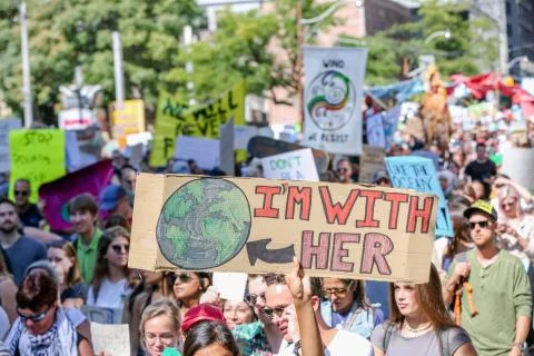 'Fridays for Future' climate change protest in Toronto, Canada. Stock Photos