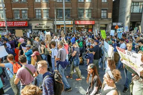 'Fridays for Future' climate change protest in Toronto, Canada. Stock Photos