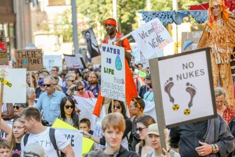 'Fridays for Future' climate change protest in Toronto, Canada. Stock Photos