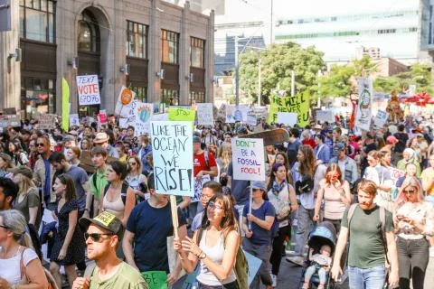 'Fridays for Future' climate change protest in Toronto, Canada. Stock Photos