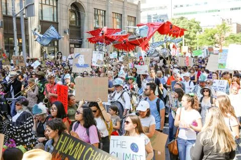 'Fridays for Future' climate change protest in Toronto, Canada. Stock Photos
