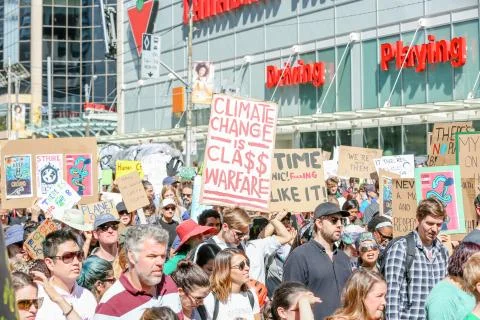 'Fridays for Future' climate change protest in Toronto, Canada. Stock Photos