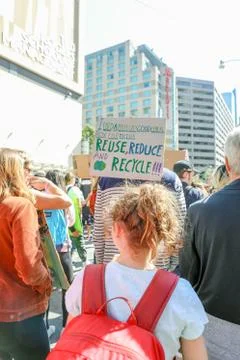 'Fridays for Future' climate change protest in Toronto, Canada. Stock Photos