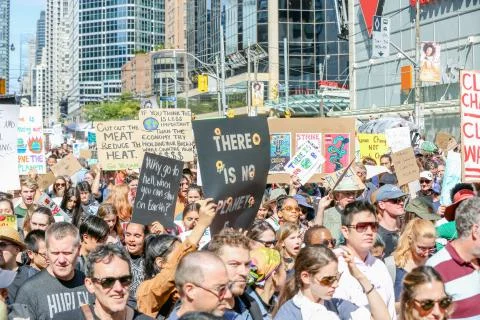 'Fridays for Future' climate change protest in Toronto, Canada. Stock Photos