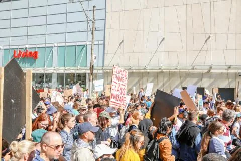 'Fridays for Future' climate change protest in Toronto, Canada. Stock Photos