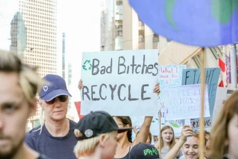 'Fridays for Future' climate change protest in Toronto, Canada. Stock Photos