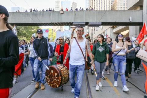'Fridays for Future' climate change protest in Toronto, Canada. Stock Photos