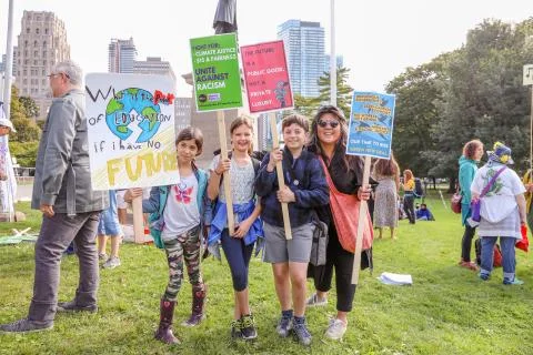 'Fridays for Future' climate change protest in Toronto, Canada. Stock Photos