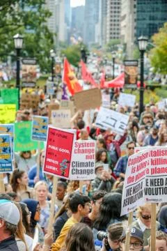 'Fridays for Future' climate change protest in Toronto, Canada. Stock Photos