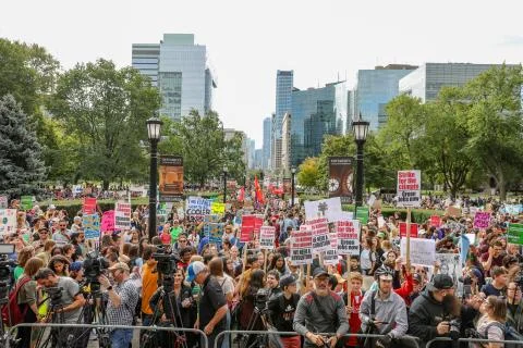 'Fridays for Future' climate change protest in Toronto, Canada. Stock Photos
