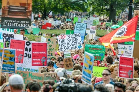 'Fridays for Future' climate change protest in Toronto, Canada. Stock Photos