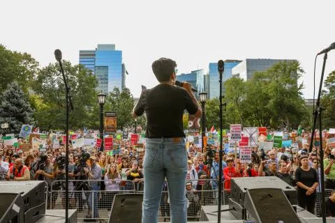 'Fridays for Future' climate change protest in Toronto, Canada. Foto stock