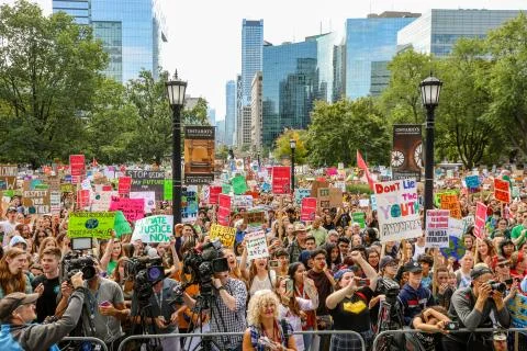 'Fridays for Future' climate change protest in Toronto, Canada. Stock Photos