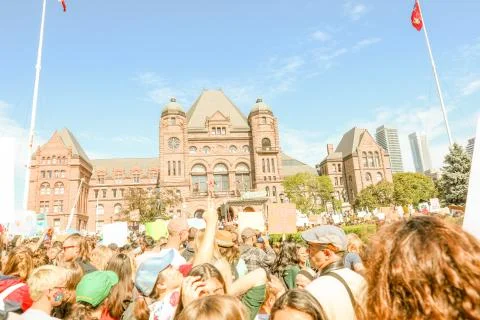 'Fridays for Future' climate change protest in Toronto, Canada. Stock Photos