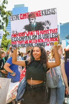 'Fridays for Future' climate change protest in Toronto, Canada. Stock Photos