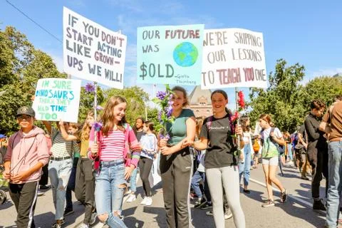 'Fridays for Future' climate change protest in Toronto, Canada. Stock Photos