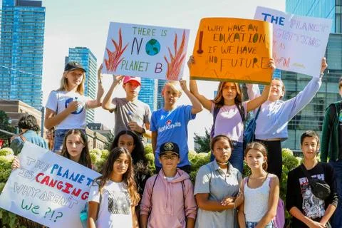 'Fridays for Future' climate change protest in Toronto, Canada. Stock Photos