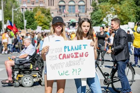 'Fridays for Future' climate change protest in Toronto, Canada. Stock Photos