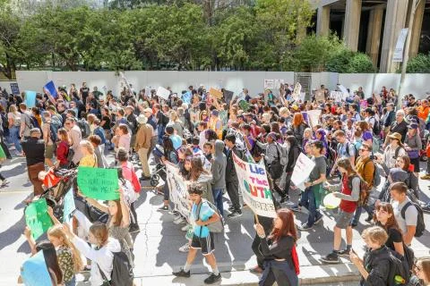 'Fridays for Future' climate change protest in Toronto, Canada. Stock Photos
