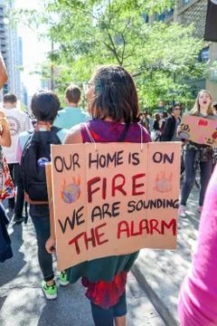 'Fridays for Future' climate change protest in Toronto, Canada. Stock Photos