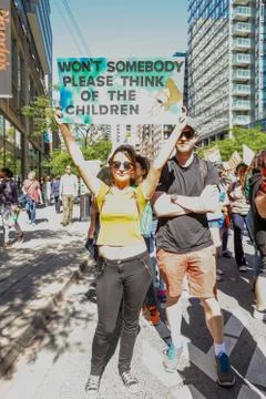'Fridays for Future' climate change protest in Toronto, Canada. Stock Photos