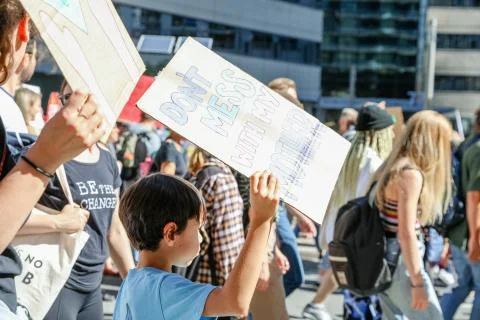 'Fridays for Future' climate change protest in Toronto, Canada. Stock Photos