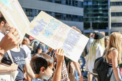 'Fridays for Future' climate change protest in Toronto, Canada. Stock Photos