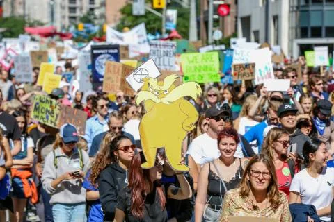 'Fridays for Future' climate change protest in Toronto, Canada. Stock Photos