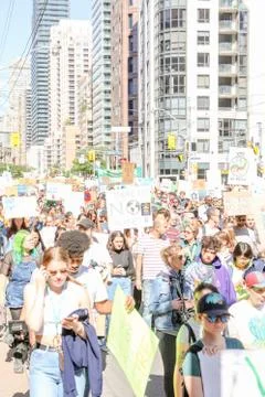 'Fridays for Future' climate change protest in Toronto, Canada. Stock Photos
