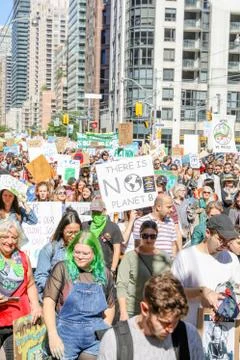 'Fridays for Future' climate change protest in Toronto, Canada. Stock Photos