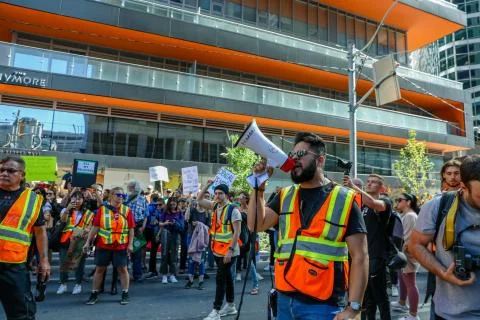 'Fridays for Future' climate change protest in Toronto, Canada. Stock Photos