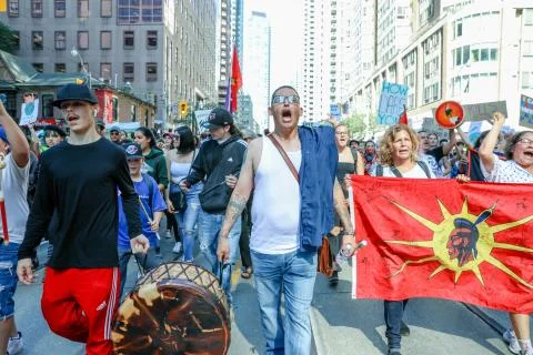 'Fridays for Future' climate change protest in Toronto, Canada. Stock Photos
