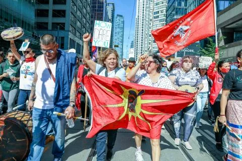 'Fridays for Future' climate change protest in Toronto, Canada. Stock Photos