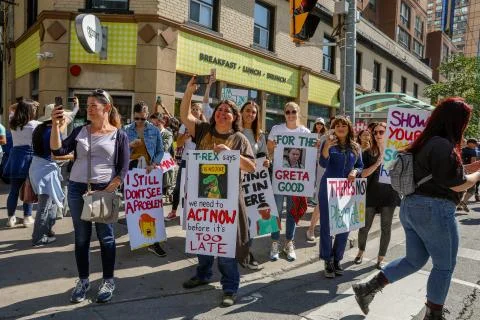 'Fridays for Future' climate change protest in Toronto, Canada. Stock Photos