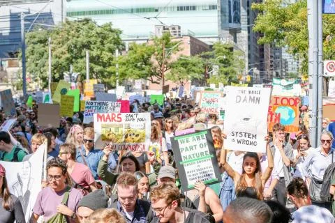 'Fridays for Future' climate change protest in Toronto, Canada. Stock Photos