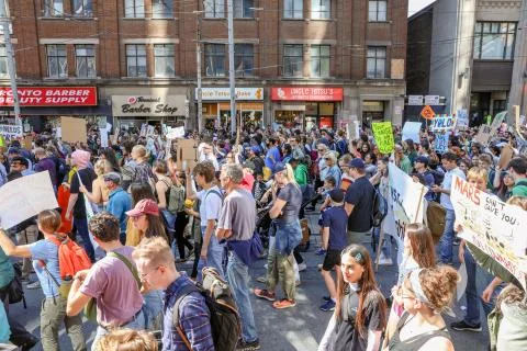 'Fridays for Future' climate change protest in Toronto, Canada. Stock Photos
