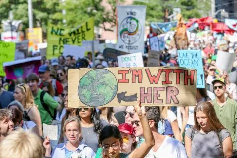 'Fridays for Future' climate change protest in Toronto, Canada. Stock Photos