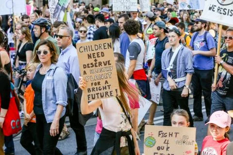 'Fridays for Future' climate change protest in Toronto, Canada. Stock Photos