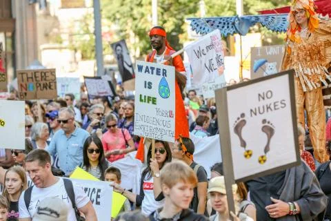 'Fridays for Future' climate change protest in Toronto, Canada. Stock Photos
